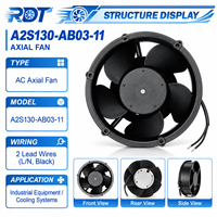 مروحة تبريد محورية AC طراز A2S130-AB03-11 بقوة 230 فولت وسرعة 2800 دورة في الدقيقة، متينة وموثوقة للتشغيل المستمر والتبريد