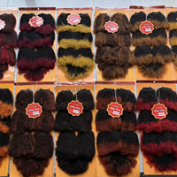 Extensions de cheveux naturels afro crépus bouclés Marley courts à coudre, 100 % fibres protéinées douces avec closure
