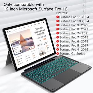 คีย์บอร์ดไร้สายคุณภาพสูงสำหรับ Surface Pro 12 พร้อมไฟแบ็คไลท์สี  พร้อมทัชแพดและช่องใส่ปากกา - Product Image 2