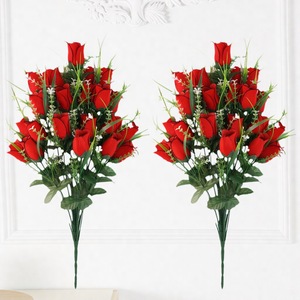 Hot Sale 24 Heads Flannel Artificial Roses High Quality <b>Silk</b> Fa ke <b>Flowers</b> For Wedding Photography Home Decoration - Product Image 5