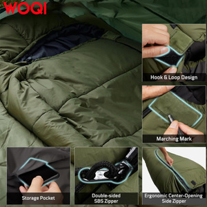 Saco de Dormir Woqi Tipo Momia para 3 Estaciones, Color Verde Oliva, Transpirable, de Nailon, para Adultos, para Senderismo al Aire Libre, Longitud Estándar - Product Image 4