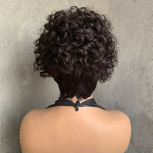 วิกผมหน้าผากลูกไม้คุณภาพสูง 13x4 แบบสั้นทรงพิกซี่ ลอนหยิกแบบเจอร์รี่ ไม่ต้องใช้กาว แสกข้าง สำหรับผู้หญิง วิกผมสั้นทรงพิกซี่ ทำจากผมแท้ - Product Image 5