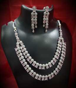 Ensemble de bijoux de mariage en laiton pour femmes et filles collier de mariée en argent boucles d'oreilles tour de cou pour fêtes et cadeaux - Product Image 5