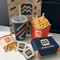 Emballage alimentaire durable personnalisé avec logo pour hamburgers, poulet frit, frites, boîte en papier à emporter, conteneur jetable, vente en gros, fournitures de restauration