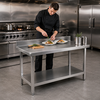 Table de travail en acier inoxydable 304 de qualité alimentaire, à 2 niveaux, avec pieds réglables, pour boulangerie, acceptant la personnalisation OEM