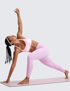 CRZ YOGA 여성 통기성 100% 나일론 크로스 스트랩 백 패딩 중간 지원 무선 스포츠 브라 체육관 캐미 운동 요가 - Product Image 3