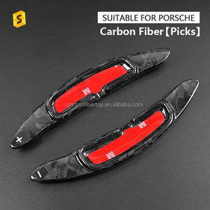 Accessoires intérieurs de voiture en Fiber de carbone forgé ES pour <span class=keywords><strong>Porsche</strong></span> Taycan <span class=keywords><strong>Panamera</strong></span> 2021 2022 <span class=keywords><strong>2023</strong></span> manette de vitesse - Product Image 2