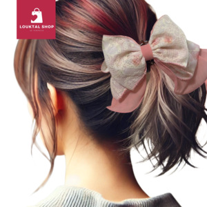 อุปกรณ์เสริมผมดีไซน์ทันสมัยสำหรับผู้หญิงโบว์ผูกผมสีชมพูป๊อปปี้ทำมือมีหลายไซส์สไตล์หวานผลิตในประเทศไทย - Product Image 4