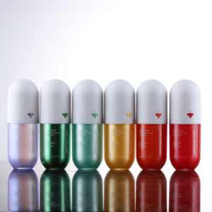 透明フロスト加工 コスメ ピルカプセル型 30ml 1oz 細かいミストスプレーボトル PETGプラスチック ローションポンプ容器 - Product Image 3