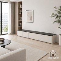 Meuble TV sur pied moderne personnalisé XINGRUO, console multimédia longue et basse, rangement sans poignée avec tiroirs, pour salon et appartement