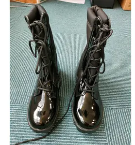 TSB906 Panama rubber sole Shinny action leather tactical long boots 11 inches 28cm sports Duty boots DMS construction shoes