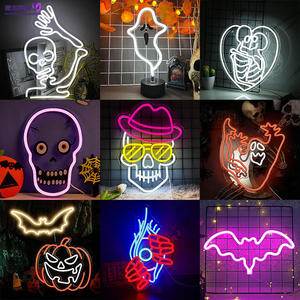 Letrero LED de Neón con Cara de Fantasma de Terror de Halloween, Luz de Neón Personalizable y Regulable, Ideal para la Cueva del Hombre y Fiestas de Terror de Halloween - Product Image 3