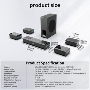 Système audio de barre de son TV sur mesure, système de son surround sans fil 5.1.2, haut-parleurs de cinéma maison USB avec caisson de basses - Product Image 5