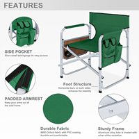 Fabricant Vente en gros de chaises de maquillage pliantes en aluminium pour l'extérieur Chaises de camping légères pour directeurs de camping Chaises de pique-nique avec table d'appoint