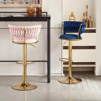 Tabouret de bar moderne en métal doré, réglable en hauteur et pivotant, pour bar à domicile et usage commercial