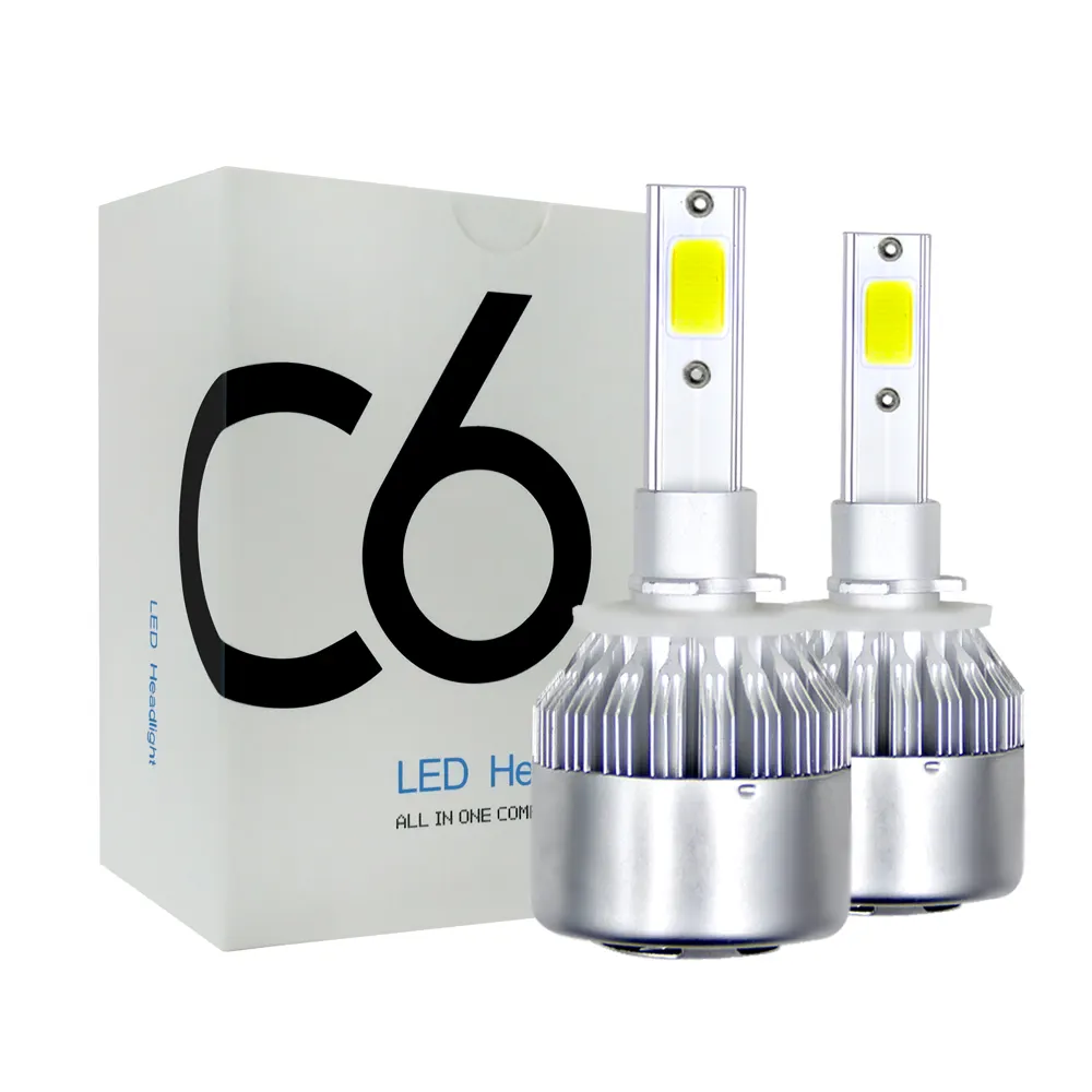 C6 LED Car Headlights 72W 7200LM COB Auto Headlamp Bulbs H1 H3 H4 H7 H11 H13 880 9004 9005 9006 9007 Car Styling Lights