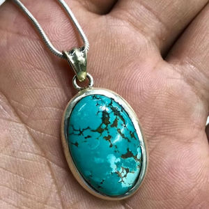Stunning Designer 92.5 Sterling Silver <b>Pendant</b> Arizona Turquoise Gemstone Trendy for Wedding Anniversary Amazing Bulk Product - Product Image 1