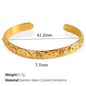 Custom Luxury 316L Stainless Steel 14k 18k Pvd Gold Plated Fashion <b>Bracelet</b> & <b>Bangles</b> Celestial Open <b>Bangle</b> <b>Bracelet</b> for Women - Product Image 6