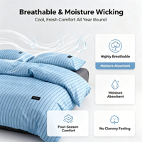 Ensemble de literie moderne en coton biologique écologique respirant pour lit queen size, comprenant draps, taies d'oreiller et housse de couette