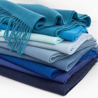 Écharpe en cachemire douce et chaude pour l'hiver, vente en gros directe d'usine, couleur unie bleue, écharpes en polyester bon marché pour la promotion en magasin