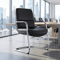 Chaise de bureau ergonomique moderne, chaise de conférence, chaise de table, chaise d'invité, chaise en cuir à dossier courbé