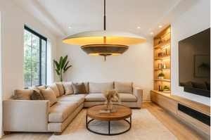 Retro Brass UFO Pendant <b>Light</b> Round Glass Shade E27 <b>LED</b> 2700K Warm White <b>for</b> Living <b>Room</b> - Product Image 3