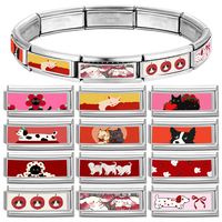 Bracelet à breloques italien en acier inoxydable, motif dessin animé mignon, à modules longs à assembler, bijou créatif multifonctionnel et charmant