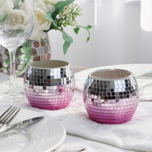 Lot de 6 bougeoirs photophore <span class=keywords><strong>en</strong></span> <span class=keywords><strong>verre</strong></span> pour mariage rose argent dégradé boule Disco pour Ramadan Noël Bar Restaurant Home Decor - Product Image 3