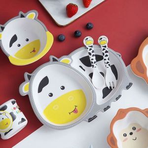 Adorable vaisselle en fibre de bambou pour enfants, assiette biodégradable avec fourchette à soupe pour enfants - Product Image 4