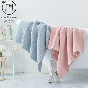 Toalla de Baño de Algodón de Doble Capa con Diseño de Waffle, 70x140 cm, Patrón a Cuadros, Absorbente, Resistente al Pelusón, para Uso Doméstico, M2815 - Product Image 2