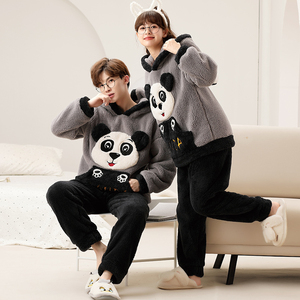 Fashion Winter Warm Sleepwear Sets <strong>Christmas</strong> <strong>Pyjamas</strong> Family Cartoon Flannel Pajamas for <strong>Couple</strong> - Product Image 4