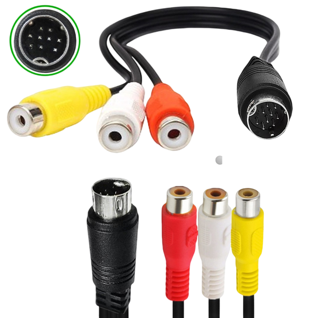 Factory Custom S-Video Mini DIN 9Pin Male to 3RCA Female Coaxial Twisted Pair Splitter Y Power Cable with PVC Jacket