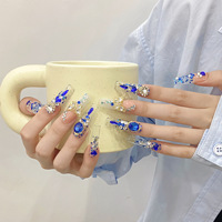Luxe ange croix conception presse sur les ongles longs 3d fait à la main haute qualité acrylique presse sur les ongles en gros réutilisables faux ongles