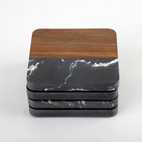 Sous-verres carrés de style nordique en marbre et bois d'acacia, résistants à la chaleur, antidérapants, écologiques, lavables, pour la maison, taille personnalisée, ensemble de 10 mm