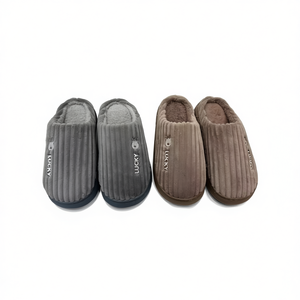 Pantofole da Casa 25+1 Calde e Traspiranti in Velluto a Coste con Fodera in Pile, Ricamo, Soletta Confortevole, Punta Chiusa per l'Inverno - Product Image 1