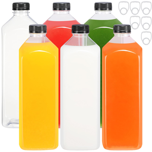 Botellas de Plástico PET Cuadradas Transparentes de 350 ml (12 oz) del Fabricante, con Tapa de Rosca, para Jugos, Leche, Refrescos y Bebidas - Product Image 1