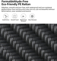 Ensemble de canapé modulable en rotin pour l'extérieur, 5 pièces, pour patio, jardin, cour, avec coussins épais imperméables et table en verre trempé