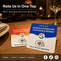 Plaque de table en acrylique NFC multilingue haute fréquence : Tappez pour scanner, affichage QR pour cartes de visite et avis de restaurant