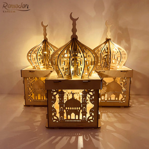 Lanterna in Legno a Forma di Luna e Stella per Eid Ramadan, Scatola Portadolci per Feste Islamiche Musulmane, Decorazione per la Casa, Regalo Personalizzato - Consegna Veloce all'Ingrosso - Product Image 1