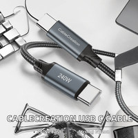 Câble USB-C vers C tressé en nylon de 1,8 m et 3 m, charge ultra-rapide 240 W, Type C 3.1, câble de charge rapide 4K pour téléphone, ordinateur portable et tablette