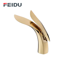 FEIDU Robinet de salle de bain monotrou de luxe moderne or brossé mitigeur mitigeur lavabo robinet en céramique noyau en laiton