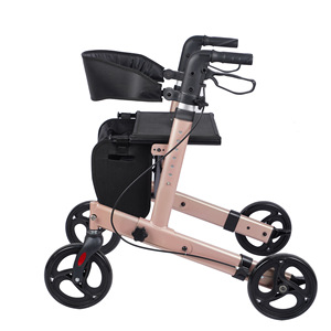 รถช่วยเดินแบบพับได้สีโรสโกลด์สี่ล้อสำหรับผู้สูงอายุ - Product Image 2