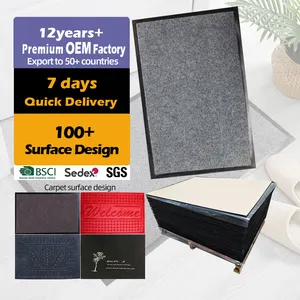 Custom PVC mat with logo design velour welcome mat outdoor non slip rubber heavy weight entrance floor door mat