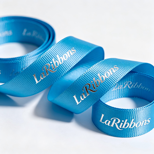 High Density Polyester Grosgrain <b>Ribbon</b> Custom Brand Printing Blue Series For Gift Bouquet Wedding Decoration - Product Image 2