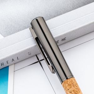 Nouveau modèle stylo à bille rotatif en métal PU à motifs de résineux créatif baril de <span class=keywords><strong>Grain</strong></span> de bois publicité cadeau stylo encre noire - Product Image 2