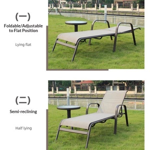 Chaise longue d'extérieur moderne et minimaliste en aluminium avec dossier inclinable et accoudoirs, idéale pour <span class=keywords><strong>jardin</strong></span>, cour, piscine et plage - Product Image 4