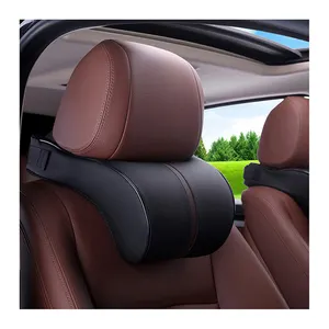Protección Unisex de alta calidad, cómodos accesorios de cuero PU para automóviles, cojín de soporte para el cuello, almohada para reposacabezas de asiento de coche