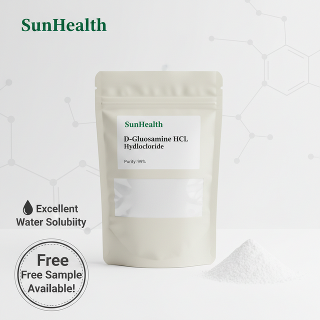 SunHealth Supplies High-quality Glucosamine Hydrochloride Powder 98% Purity Cosmetic Raw Materials CAS 66-84-2 2 Year Shelf Life