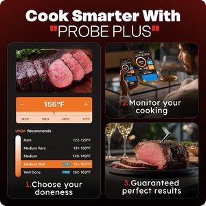 FM2207 Bamboo Plastic Large Screen Digital Bluetooth Wireless Meat Thermometer Smart App Oven Probe IP67 Waterproof <strong>Timer</strong> - Product Image 2