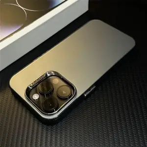 AG Case Frosted IMD Two Layer Colors With Plating Camera Frame Anti-Fingerprint PC Hard Case For iPhone 15 Plus